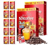 SOL 100pk Bulk NY Coffee 3-in-1 White Cofee with Sugar Case Pack Includes 10 x 10 Individually Wrapped Instant Sticks, Perfect for Home, Office, or Travel