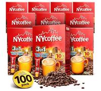 SOL 100pk Bulk NY White Coffee 3-in-1 with Sugar - Instant Sachets Set
