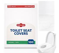 SOL 100pk Disposable Toilet Seat Covers Flushable Travel Hygiene Protector, Flushable Paper Liner, Universal Fit Public Restroom Use, Clean Barrier for Safer Journeys