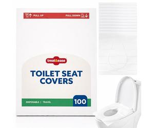 SOL 100pk Disposable Toilet Seat Covers Flushable Travel Hygiene Protector, Flushable Paper Liner, Universal Fit Public Restroom Use, Clean Barrier for Safer Journeys