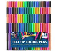 SOL 100pk Felt Tips Pens Bulk for Adults & Kids, Assorted Bright Colours with Fine Nib, Child-Friendly Markers Felt Pens for Children Drawing, Art, Journaling, Colouring Books & School Supplies