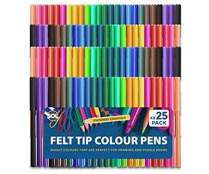 SOL 100pk Felt Tips Pens Bulk for Adults & Kids, Assorted Bright Colours with Fine Nib, Child-Friendly Markers Felt Pens for Children Drawing, Art, Journaling, Colouring Books & School Supplies