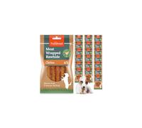 SOL 100pk Meat Wrapped Delicious Dog Treats, Twist Rawhide Sticks in Savoury Chicken Flavour, Puppy Chews for Reward & Training, Low Fat