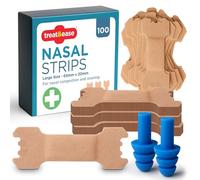 SOL 100pk Nasal Strips Large and 2pk Silicone Ear Plugs - Anti-Snoring Relief and Improved Airflow, Comfortable Nose Strips for Breathing and Better Sleep, Easy to Use, Reduces Congestion and Snoring