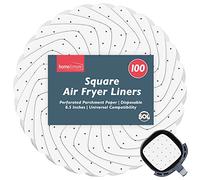 SOL 100pk Square Air Fryer Liners - 8.5 Inch Perforated Parchment Paper Liners for Air Fryers, Greaseproof Square Air Fryer Liners, Non-Stick Airfryer Liner Sheets for Baskets & Trays