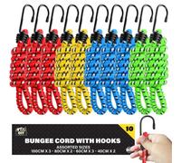 SOL 10pk Bungee Cords with Hooks 75cm Elastic Tie Down Straps for Securing Loads Suitable for Outdoor Travel Camping Storage Transport Luggage Fixing and General Use