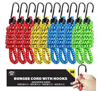 SOL 10pk Bungee Cords with Hooks 75cm Elastic Tie Down Straps for Securing Loads Suitable for Outdoor Travel Camping Storage Transport Luggage Fixing and General Use