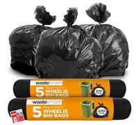 SOL 10pk Heavy Duty Wheelie Bin Bags, 270l Extra Strong Wheelie Bin Liners for Large Bins, Leak-Proof, Tear-Resistant & Durable Black Bin Bags Designed to Handle Heavy Load Wate, Large Capacity