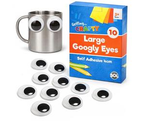 SOL 10pk Large Googly Eyes Self Adhesive 4cm - Sensory Toys & Decorations, Fun for Kids & Adults, DIY Projects, Puppets, Pranks & Cards, Sticks to Photos, Objects & Various Surfaces Adding Personality