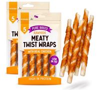SOL 10pk Meaty Twist Wrap Delicious Dog Treats, Twist Rawhide Sticks in Savoury Chicken Flavour, Puppy Chews for Reward & Training, Low Fat, High Protein Dog Chew Sticks Convenient for Travel & Walks