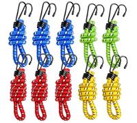 SOL 10pk Bungee Cords with Hooks 75cm Elastic Tie Down Straps for Securing Loads Suitable for Outdoor Travel Camping Storage Transport Luggage Fixing and General Use