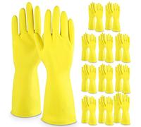 SOL 12 Pairs Large Household Gloves, Yellow Heavy Duty Rubber Gloves for Cleaning with Non-Slip Grip, Durable Waterproof Design for Kitchen, Bathroom & Dishwashing, Multipurpose & Comfortable To Use