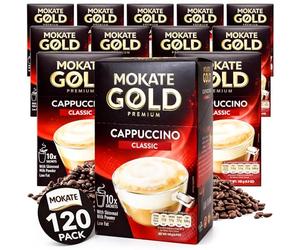 SOL 120pk (12 x 10pk) Mokate Instant Coffee Sachets, Cappuccino Classic Flavour, Individually Wrapped Convenience, Enjoy Hot or Cold, Perfect for Home, Office, Travel, or On-the-Go