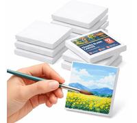 SOL 12pk Framed Blank Mini Canvas for Acrylic Painting, 7cm x 7cm - Small Square Cotton Polyester Paint Board Panels for DIY Crafts, Art Projects, Party Favours and Home Decor, Miniature Art Supplies