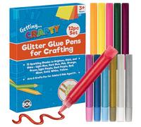 SOL 12pk Glitter Glue Pens for Crafting - 12 Sparkling Shades to Brighten, Stick & Shine, Washable Glitter Glue Pens for Kids Crafting, Scrapbooking, Card & Poster Making, Craft Set for Kids & Adults