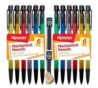 SOL 12pk Mechanical Pencils with Built-In Eraser - 0.7mm HB Lead Propelling Pencils, Includes 24 Refill Leads for Extended Writing, Durable and Comfortable, Ideal for Precise Writing and Drawing