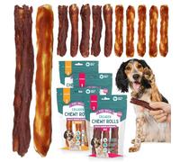 SOL 12pk Medium Collagen Chewy Rolls Long Lasting Dog Chews for Puppies & Adults, 12cm of Assorted Beef & Chicken Flavour, Savoury Training Treats, Chews for Boredom Relief, On-the-go Resealable Pack