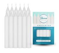 SOL 12pk Taper Candles 7'', White, Unscented, 8 Hour Long Burning Tapered Candles for Candlestick, Dinner, Wedding, Christmas