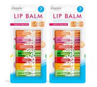 SOL 14pk Lip Balm Set Flavoured Moisturiser for Lips with Beeswax & Vitamin E - Lip Care Gift Set Fruity Flavours for Dry Chapped Lips - Moisturising Balms Multipack Sticks Girls Lipbalm for Daily Use