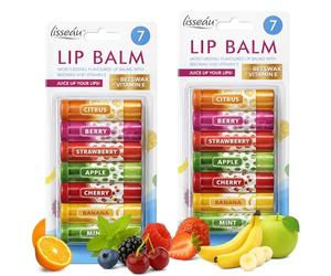 SOL 14pk Womens Lip Balm Set Flavoured Moisturiser with Beeswax & Vitamin E - Fruit Lipbalm for Girls and Teens, Moisturising Balms Multipack Sticks for Dry and Chapped Lips for Daily Use and Gifting