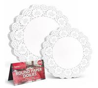 SOL 150pk Round Paper Doilies 8.5 and 6.5 Inch White Lace Sheets Cake Plates Table Decor Baking Afternoon Tea Buffet Food Presentation Disposable Grease Resistant Lightweight Home Kitchen Use