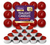 SOL 15pk Tea Light Candles Fresh Berries - 3.5 Hour Burn Time, Scented Tea Lights, Long-Lasting and Ideal for Home, Relaxation, Romantic Dinners, Weddings, Festive Decor, Cosy Evenings