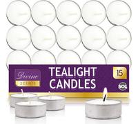 SOL 15Pk Tea Lights Candles - Tea Lights For Home Decor, 3.5 Hour Tealights - Tealight Candles - Unscented Tealights - Long Burning