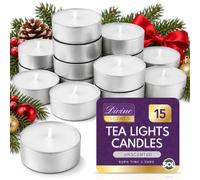 SOL 15pk Tea Lights Candles - White Unscented Tealights - 3.5 Hour Burn | Unscented Christmas Tea Lights Candles - White Candles for Dining, Crafts & Calm Evenings, 15pk Tealights,12g
