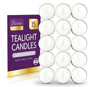 SOL 15pk White Unscented Tea Light Candles Long Burning - 3.5 Hour Burn Time, Ideal for Home, Relaxation, Spa, Massage, Romantic Dinners, Weddings & Anniversaries, Festive Decor, DIY & Cosy Evenings