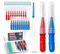 SOL 160pcs Green Interdental Brushes & 20pcs Red and Blue Floss Picks, Small Toothbrush for Inbetween Teeth, Tooth Flossing Sticks and Inter Dental Toothpicks, Designed for Gentle Human Oral Hygiene
