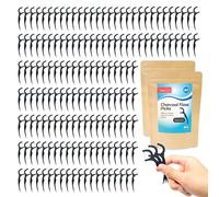 SOL 160pk Charcoal Floss Picks, Dental Harps Sticks for Toothpick Flossing and Cleaning Teeth, Removing Food and Reducing Plaque, Soothing and Gentle on Gums, Travel-Friendly Oral Health Care Solution