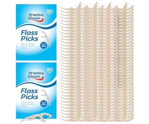 SOL 160pk Corn Starch Floss Picks - Dental Floss Sticks for Teeth, Prevents Tartar, Plaque, and Cavities, Cornstarch Toothpicks, Harps, & Flossers for Daily Oral Hygiene, Tooth Cleaning & Healthy Gums