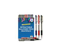 SOL 16pk Retractable Ballpoint Pens Multipack, Smooth Writing Biros Multipack Colours Pen, Durable Clip-On Design, Comfortable Grip, Ideal for Office