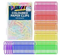 SOL 175pk Coloured Paper Clips, Small 28mm Paperclips in Storage Box, Durable & Vibrant Metal Paperclips, Ideal for Organising, Office Use, School Supplies, Crafts, Paper Management & Sorting
