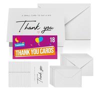 SOL 18pc Thank You Cards Multipack with Envelopes - Premium 250 GSM White Cardstock - A6 Small Size, Blank Inside. Bulk Pack For Wedding, Business, Greeting, Bridesmaid, Easter, Teacher Appreciation.