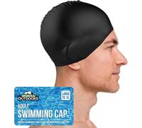 SOL 1Pk Adult Swimming Cap Xl Black Silicone Waterproof Swim Hat For Men Women Larger Head Fits Long Thick Hair Dreadlocks Curls