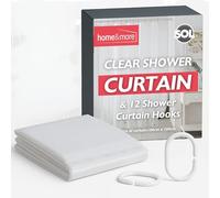 SOL 1pk Clear Shower Curtain for Bathroom with 12pc Hooks, 180cm x 180cm, Plastic Bath Cover Liner, Rust-Proof Grommets, Anti-Mould, Stain-Resistant, Waterproof, Easy to Install, Keeps Floors Dry