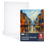 SOL 1pk Framed Blank Canvas for Painting - 20cm x 25cm Artist Board with MDF Backing for Acrylic, Oil & Mixed Media - Pre-Stretched Surface for DIY, Craft, Display, Studio or Classroom Use