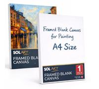 SOL 1pk Framed Blank Canvas for Painting - A4 Artist Board with MDF Backing for Acrylic, Oil & Mixed Media - Pre-Stretched Surface for DIY, Craft, Display, Studio or Classroom Use