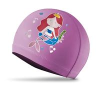 SOL 1pk Kids Swimming Cap for Girls, Pink Junior Swim Hats Kids Age 6-14, 9-10 years, Stretchable, Breathable Fabric, Comfortable Fit for Childrens with Long Hair, Ideal for Pool and Water Activities