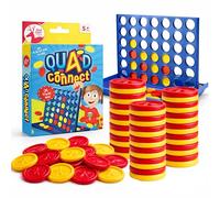 SOL 1pk Mini Travel Size Connect 4 Games, Four in a row Quad Match Pocket Strategy Flip Board, Portable Design for Kids, Children, or Adults, Classic Educational Fun Play with Family and Friend