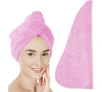 SOL 1Pk Pink Microfibre Hair Towel Wrap, Super-Absorbent Quick-Dry Turban For Long Hair, Soft Anti-Frizz Design For Home And Spa