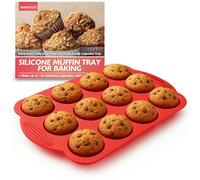 SOL 1pk Silicone Muffin Tray - 12 Cup Non-Stick Baking Mould for Cupcakes, Fairy Cakes, Mini Quiches & Bites - Flexible Bakeware for Oven Use, Easy Release & Quick Clean-Up