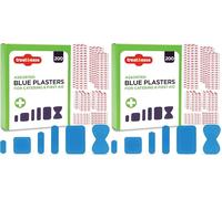 SOL 200pk Blue Plasters for Catering & First Aid - Waterproof, Kitchens, Food Prep. Small and Assorted Sizes, Strong & Washproof. Quick Coverage of Cuts & Grazes on Fingers, Hands & Arms. (Pack of 2)