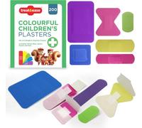 SOL 200Pk Colourful Childrens Plasters Washproof Assorted Shapes And Sizes Bright Kids Plasters For Boys Girls Toddlers Babies