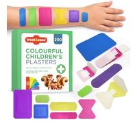 SOL 200pk Colourful Children's Plasters - Washproof Assorted Shapes & Sizes