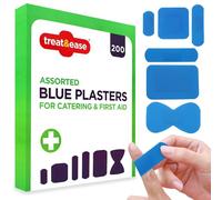 SOL 200pk Plasters Waterproof Assorted Blue - First Aid Kit Refill for Kids, Catering, Kitchens, Food Prep. Small Size, Strong & Washproof. Quick Coverage of Cuts & Grazes on Fingers, Hands & Arms.