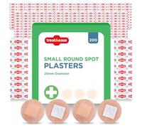 SOL 200pk Small Round Spot Plasters 2.5cm - Hypoallergenic Fabric & Waterproof for Kids or Sensitive Skin. Strong & Washproof First Aid Kit Refill for Catering Minor Cuts, Kitchen, and Food Prep.