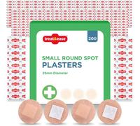 SOL 200Pk Small Round Spot Plasters 2.5Cm Hypoallergenic Fabric Waterproof Sterile Wound Care First Aid Refill For Minor Cuts