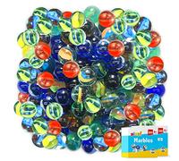 SOL 200pk Traditional Glass Marbles for Kids, Classic Cat’s Eye Design in Assorted Colours, Durable Toys for Indoor and Outdoor Games, Party Bag Fillers, Arts, Crafts and Creative Play for All Ages